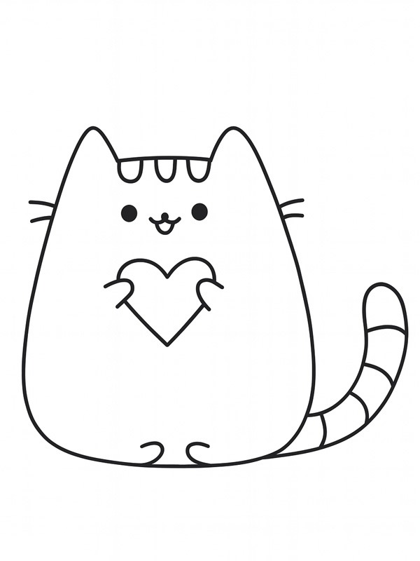 Pusheen avec un cœur Coloriage Pusheen avec un cœur Coloriage