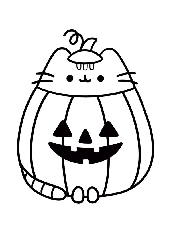 Pusheen citrouille Coloriage Pusheen citrouille Coloriage
