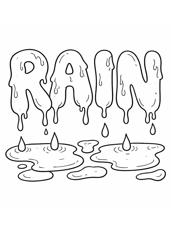 Lettres de pluie Coloriage Lettres de pluie Coloriage