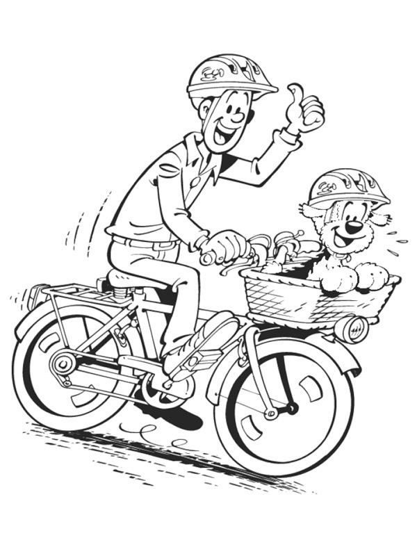Samson et Gert au bicyclette Coloriage