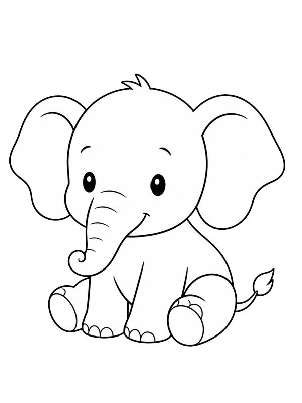 Adorable bébé éléphant Coloriage Adorable bébé éléphant Coloriage