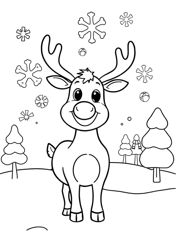 Mignon renne Coloriage Mignon renne Coloriage