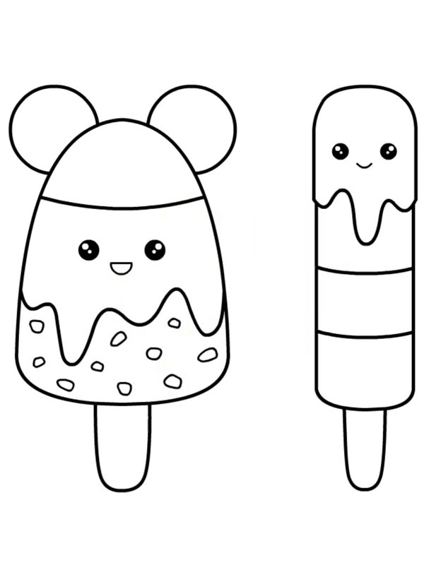Glaces mignonnes Coloriage Glaces mignonnes Coloriage