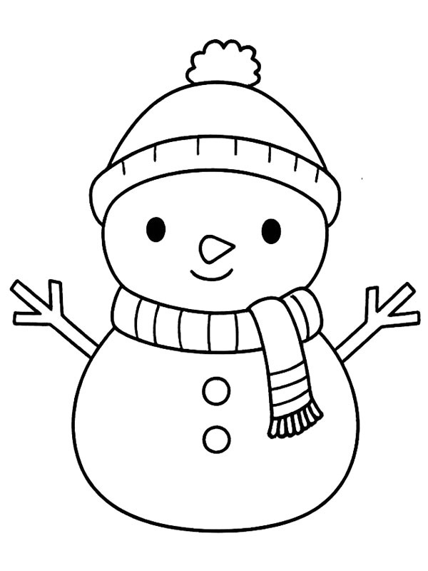 Mignon bonhomme de neige Coloriage Mignon bonhomme de neige Coloriage