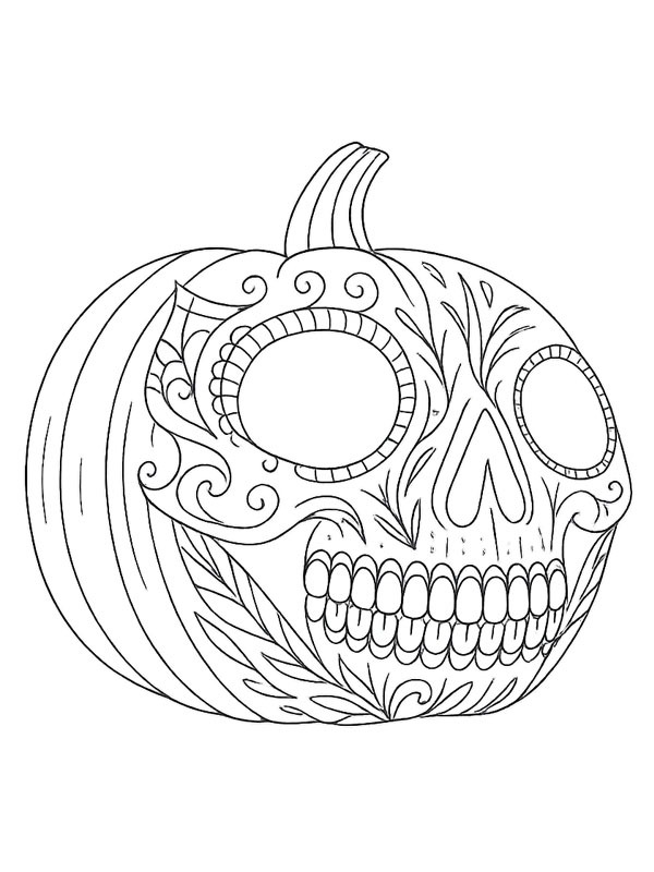 Crâne citrouille Coloriage Crâne citrouille Coloriage