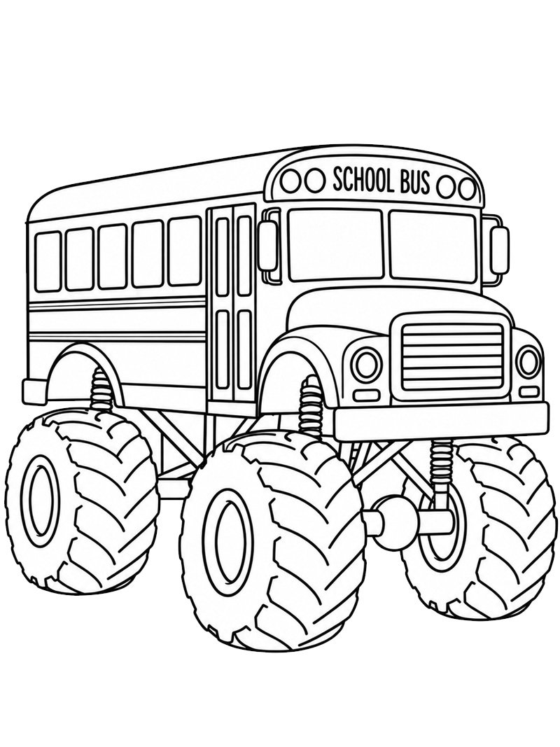 Monster truck bus scolaire Coloriage Monster truck bus scolaire Coloriage