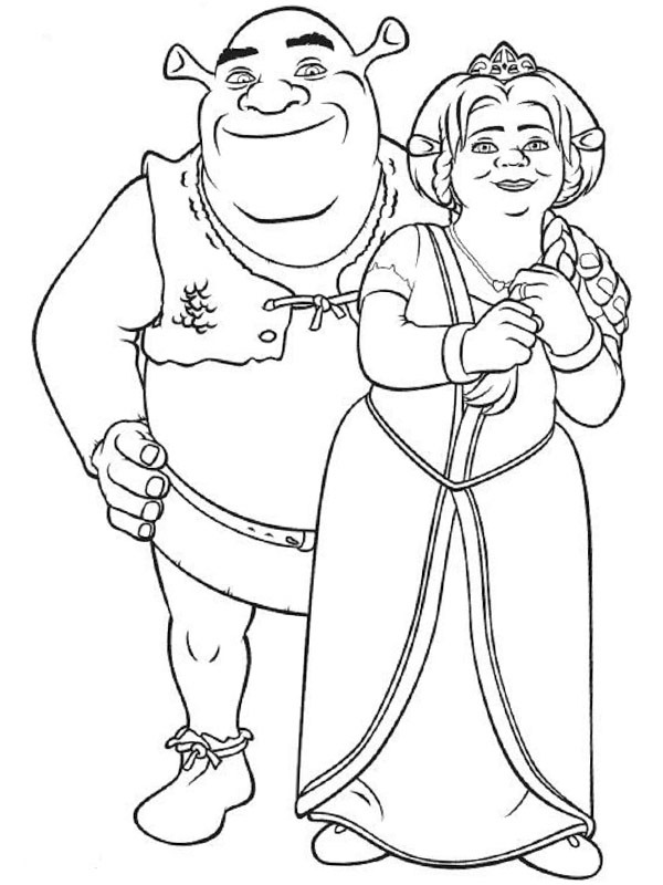Shrek et Fiona Coloriage