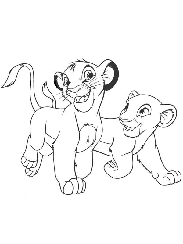 Simba et Nala Coloriage