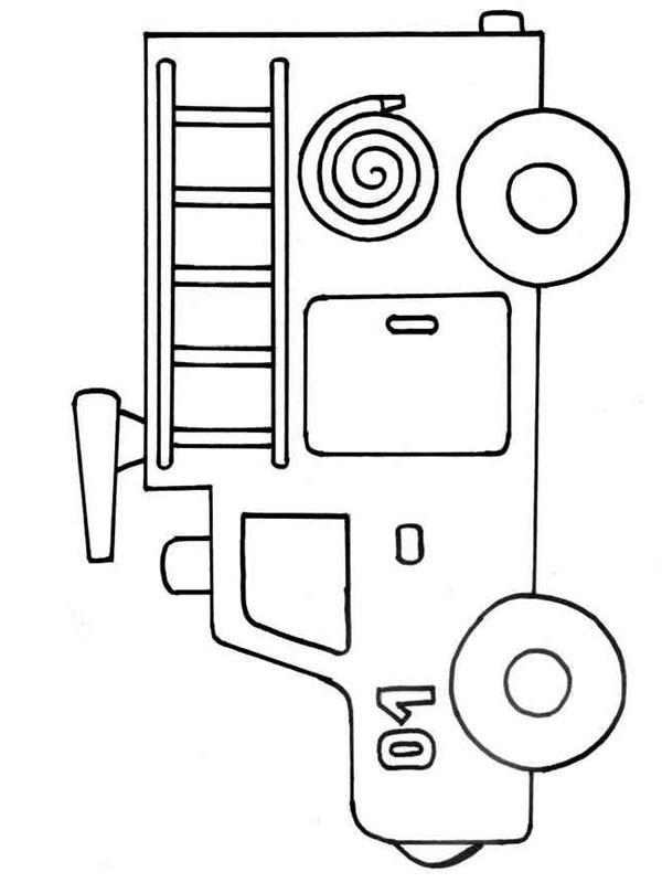 Camion de pompier simple Coloriage Camion de pompier simple Coloriage