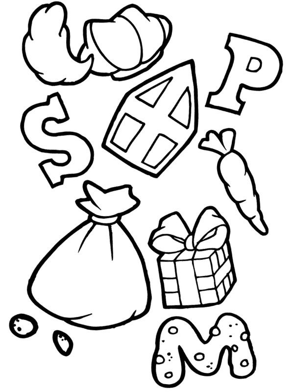 Saint-Nicolas lettres Coloriage Saint-Nicolas lettres Coloriage