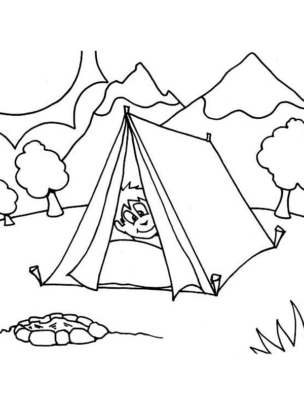 dormir dans la tente Coloriage dormir dans la tente Coloriage