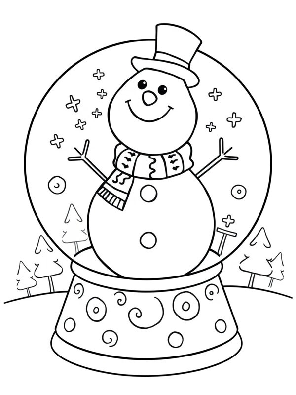 Boule à neige avec bonhomme de neige Coloriage Boule à neige avec bonhomme de neige Coloriage