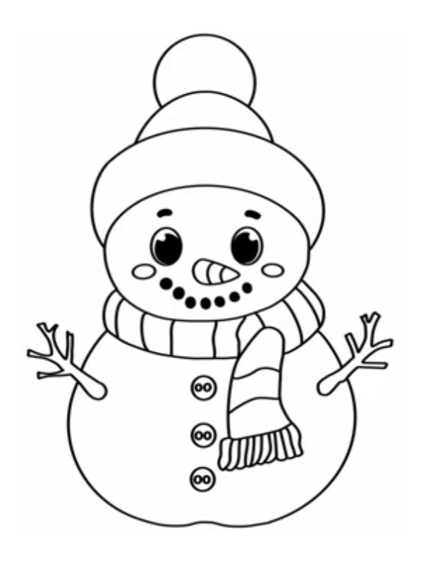Bonhomme de neige avec écharpe Coloriage Bonhomme de neige avec écharpe Coloriage