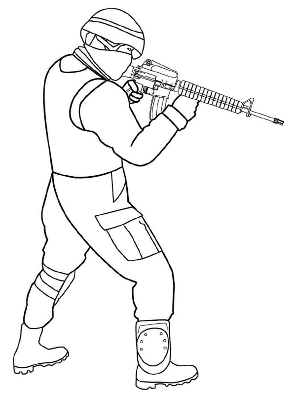Soldat avec une arme Coloriage Soldat avec une arme Coloriage