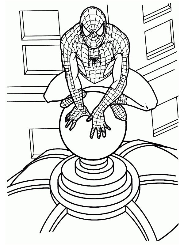 Spiderman grimpe sur le bâtiment Coloriage Spiderman grimpe sur le bâtiment Coloriage