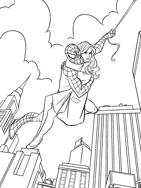 Spiderman et Mary Jane Coloriage Spiderman et Mary Jane Coloriage
