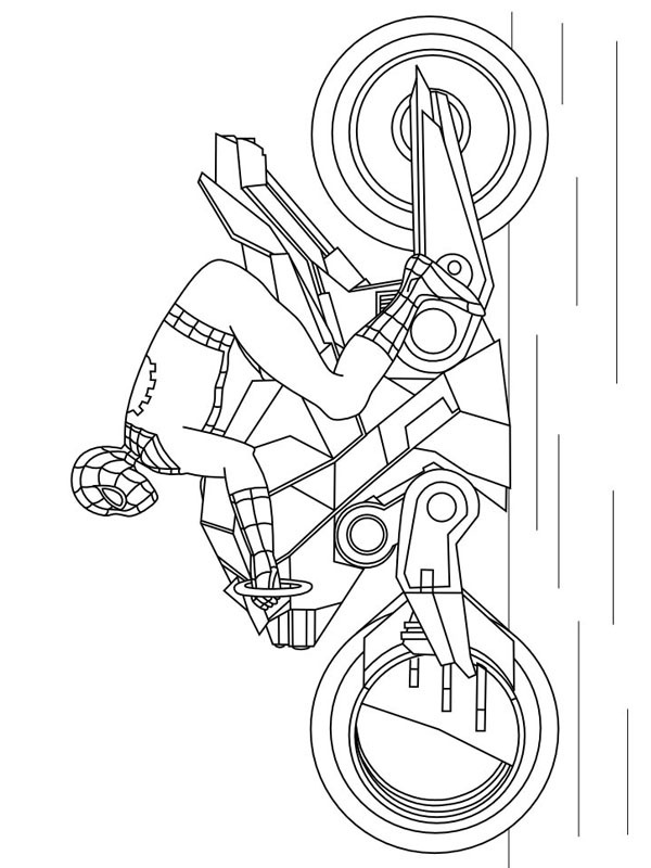 Spiderman sur une moto Coloriage Spiderman sur une moto Coloriage