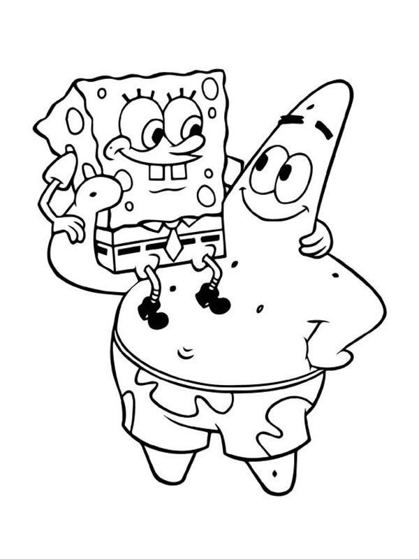 Bob l'Eponge sur les épaules de Patrick Coloriage Bob l'Eponge sur les épaules de Patrick Coloriage