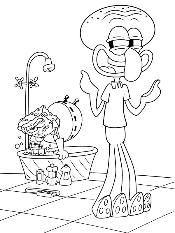 Bob l'éponge et Carlo Tentacule Coloriage Bob l'éponge et Carlo Tentacule Coloriage
