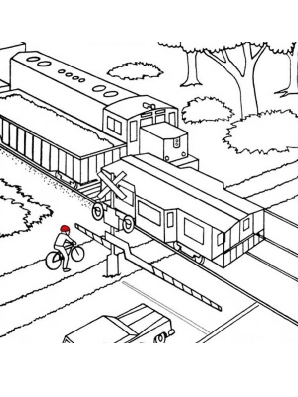 Passage à niveau Coloriage Passage à niveau Coloriage