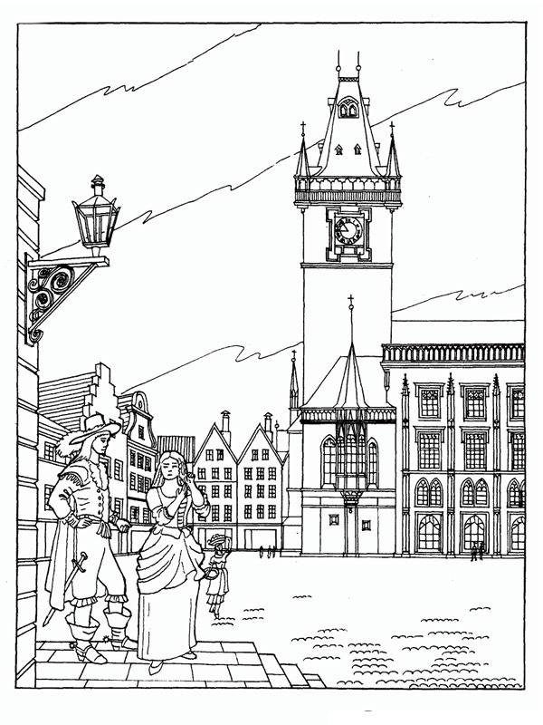 mairie à Prague Coloriage mairie à Prague Coloriage