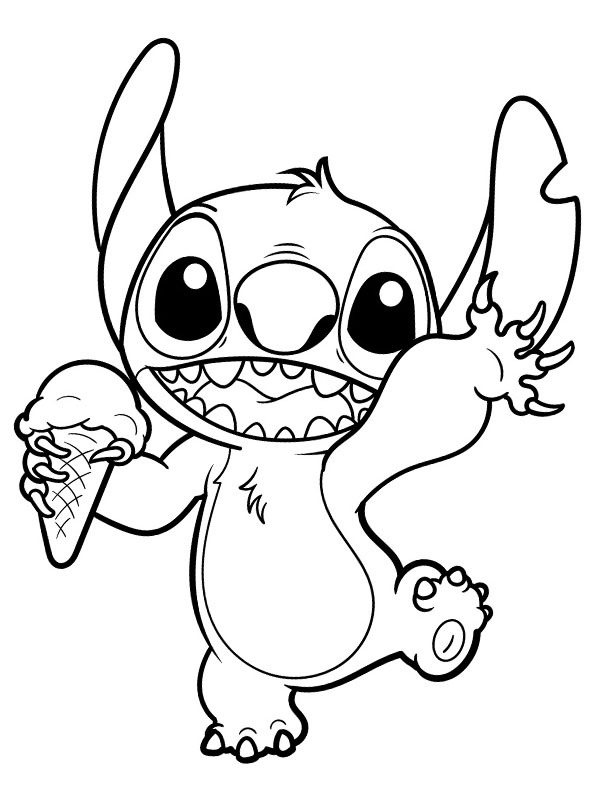 Stitch mange une glace Coloriage Stitch mange une glace Coloriage
