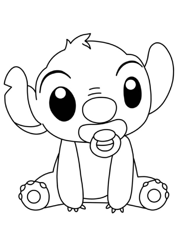 Stitch avec une tétine Coloriage Stitch avec une tétine Coloriage