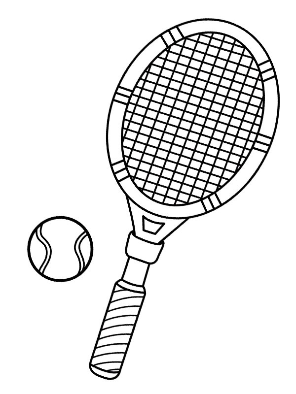 Tennis Balle et Raquette Coloriage