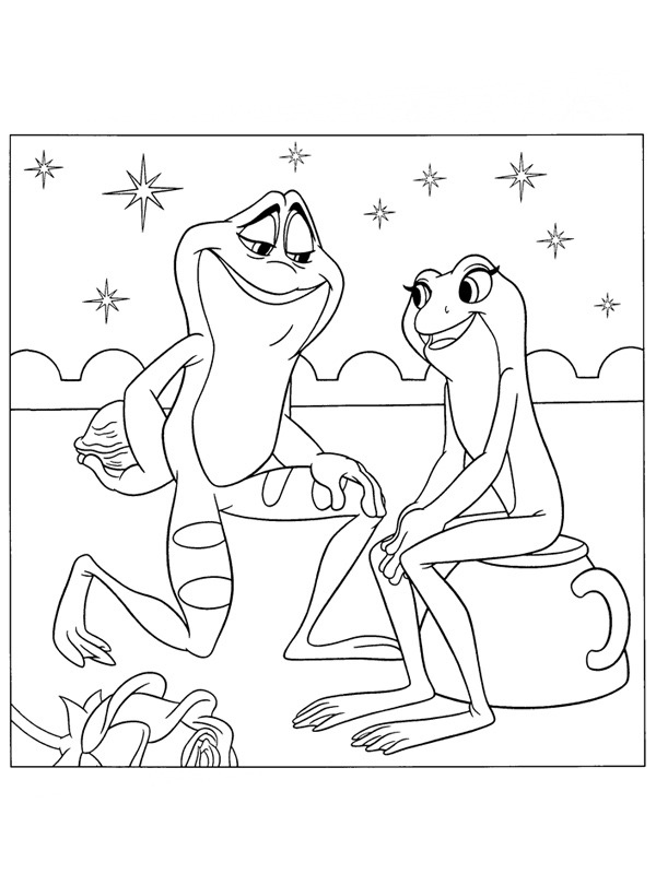 Tiana et Prince Naveen Coloriage Tiana et Prince Naveen Coloriage