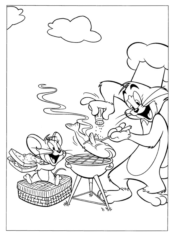 tom et jerry barbecue Coloriage