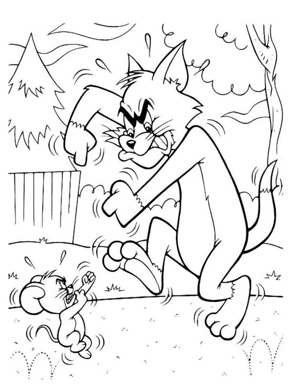 Tom et Jerry se battent Coloriage Tom et Jerry se battent Coloriage