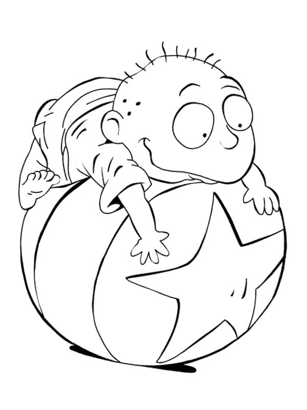 Tommy Cornichon joue avec un ballon Coloriage Tommy Cornichon joue avec un ballon Coloriage