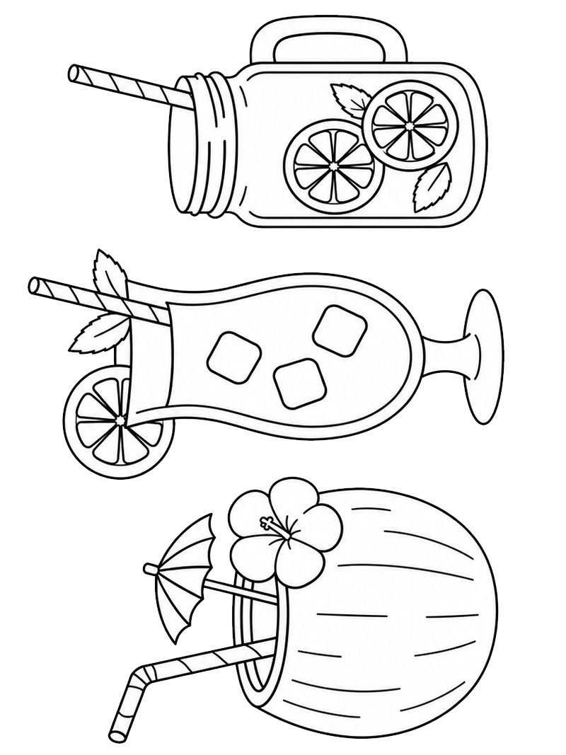 Boissons tropicales Coloriage Boissons tropicales Coloriage