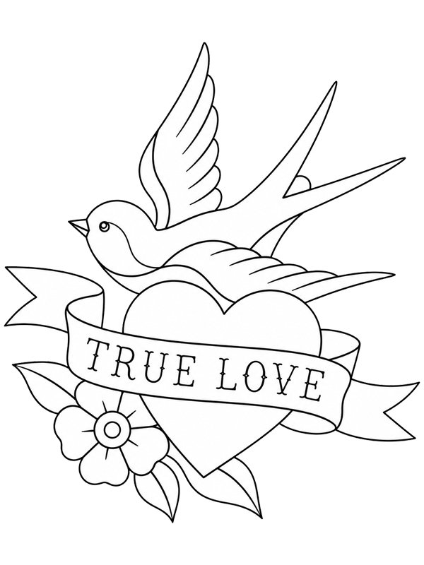 True love tatouage Coloriage