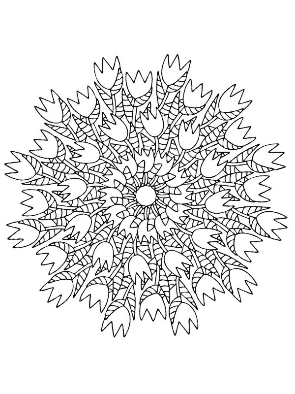 Mandala de tulipes Coloriage Mandala de tulipes Coloriage