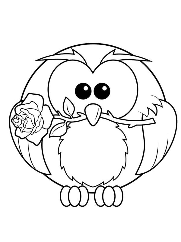 Hibou avec rose Coloriage Hibou avec rose Coloriage