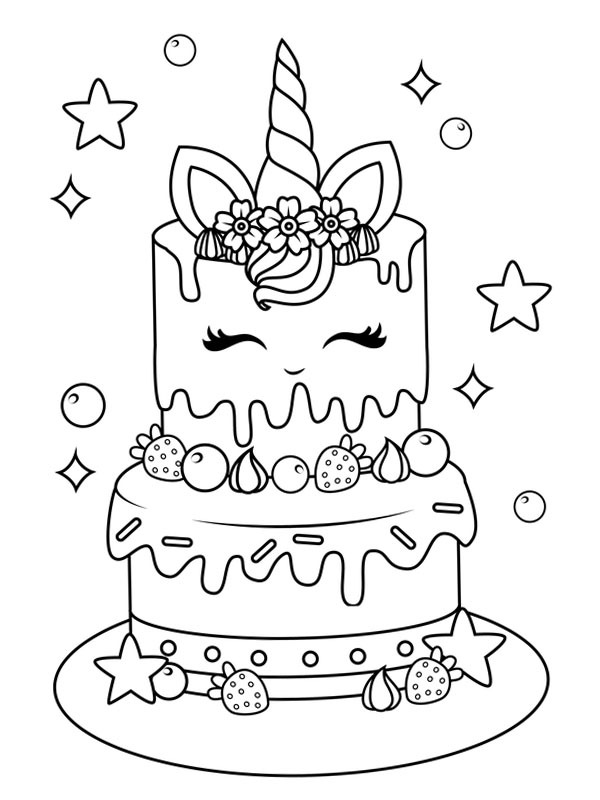 Gâteau licorne Coloriage Gâteau licorne Coloriage