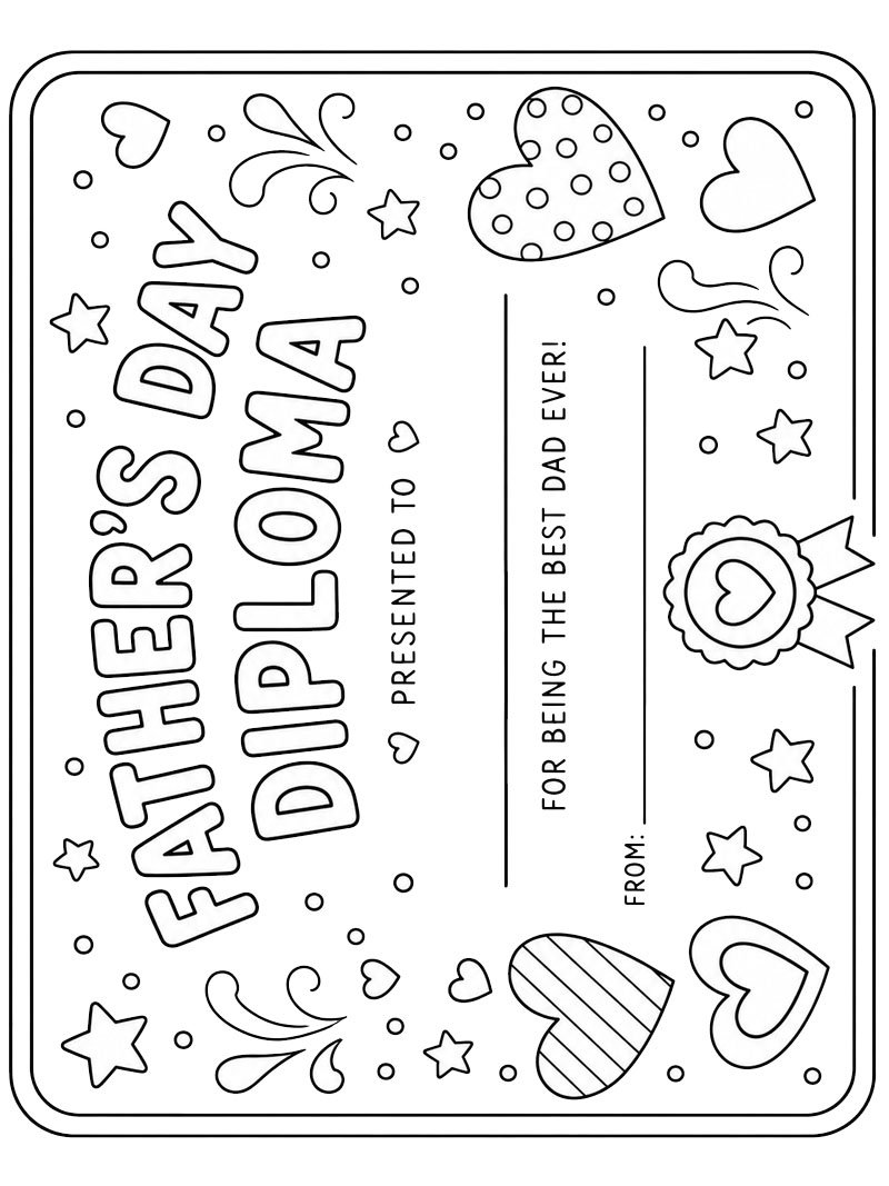 Diplôme de la fête des Pères Coloriage Diplôme de la fête des Pères Coloriage