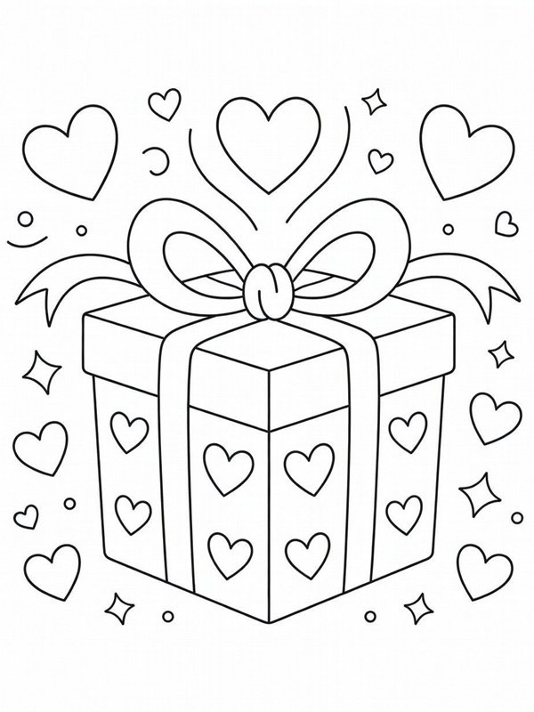 Cadeau de Saint-Valentin Coloriage Cadeau de Saint-Valentin Coloriage