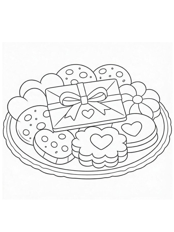 Biscuits de la Saint-Valentin Coloriage Biscuits de la Saint-Valentin Coloriage