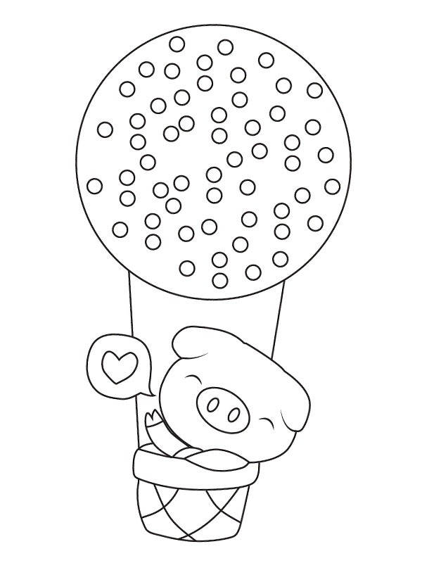 Cochon dans une montgolfière Coloriage Cochon dans une montgolfière Coloriage