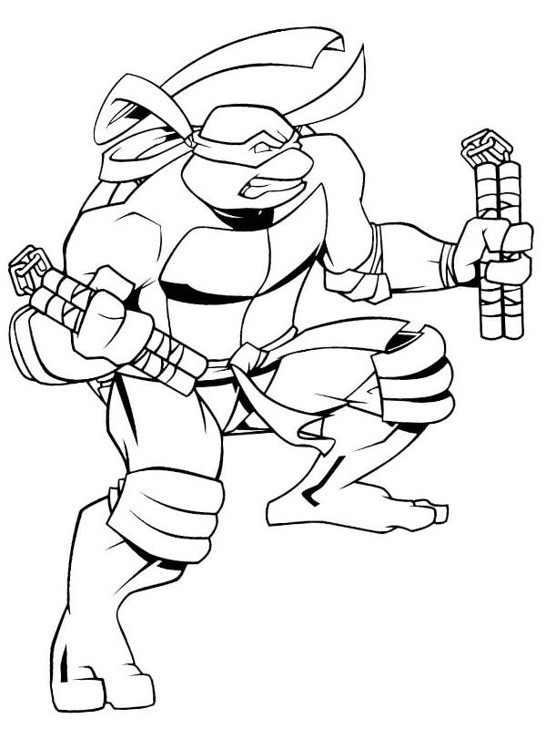Michel-Ange au combat Coloriage Michel-Ange au combat Coloriage