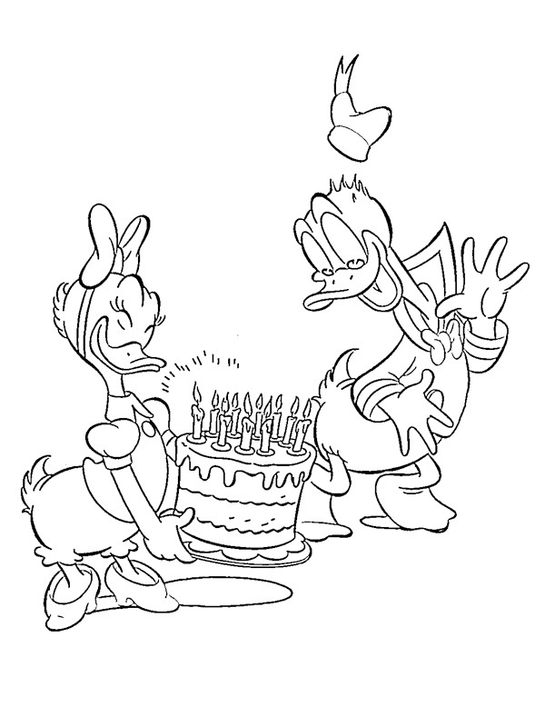 gâteau d'anniversaire donald duck Coloriage gâteau d'anniversaire donald duck Coloriage