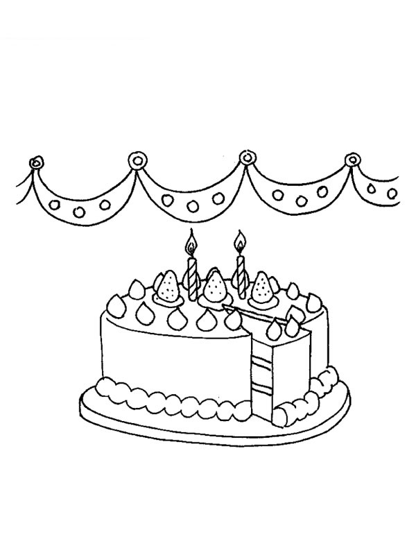 Gâteau d'anniversaire avec bougies Coloriage