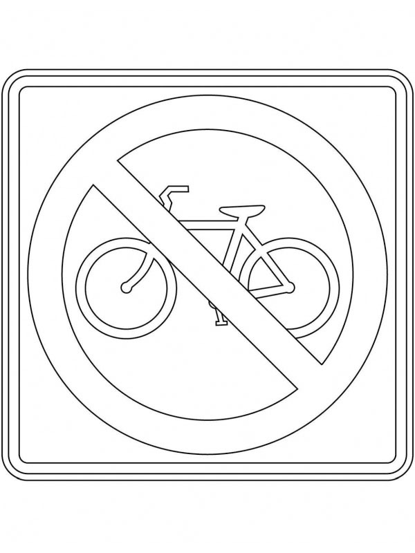 Panneau de signalisation Interdit aux vélos Coloriage Panneau de signalisation Interdit aux vélos Coloriage