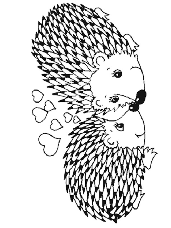 hérissons amoureux Coloriage hérissons amoureux Coloriage