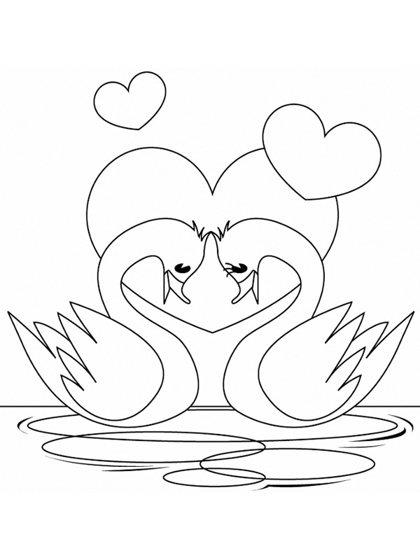 Cygnes amoureux Coloriage Cygnes amoureux Coloriage