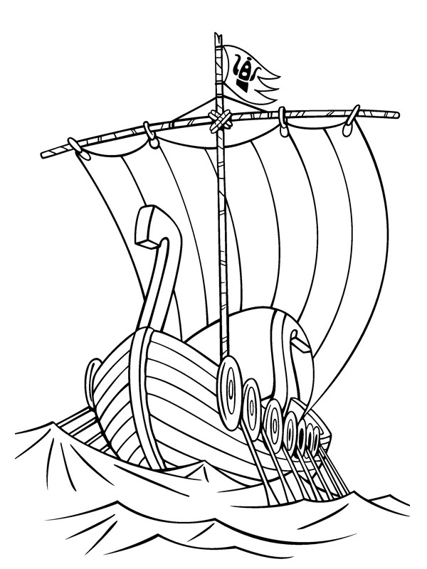 navire viking drakkar Coloriage