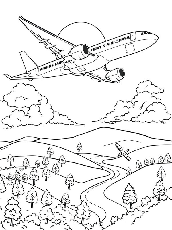Avion dans l'air Coloriage Avion dans l'air Coloriage
