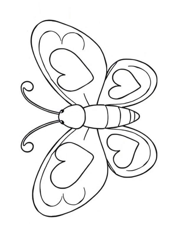 Papillon avec cœurs Coloriage Papillon avec cœurs Coloriage